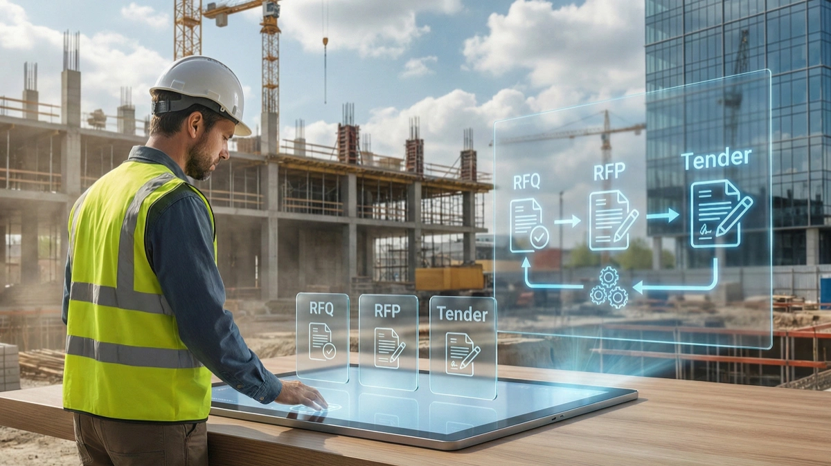RFQ مقابل RFP مقابل Tender في مشتريات الإنشاءات: شرح الفروق الرئيسية
