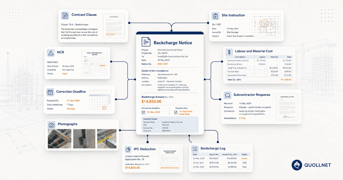 backcharge notice worflow diagram quollnet