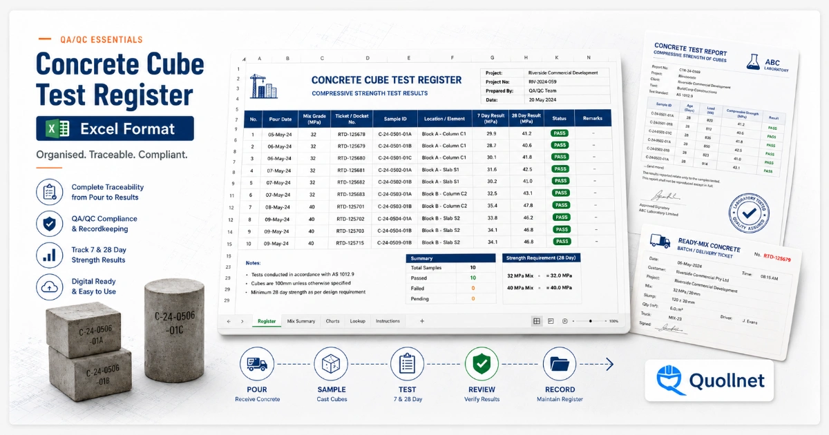 Concrete Cube Test Register Excel Format – PDF & Excel Sample