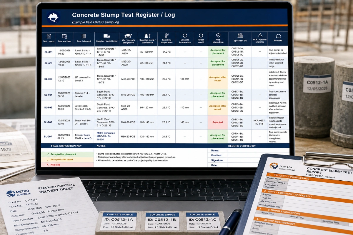 Concrete Slump Register & Log Template