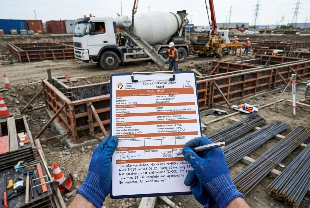 Concrete Truck Arrival & Delivery Record Template