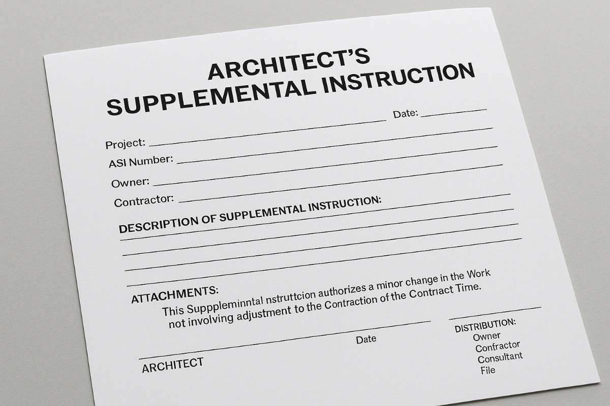 Instruction complémentaire de l’architecte AIA (ASI) – formulaire gratuit et conseils d’utilisation