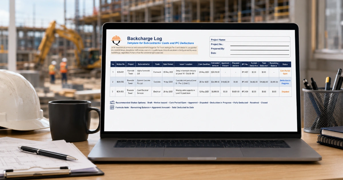 Modèle de registre des backcharges - Excel, PDF téléchargement gratuit