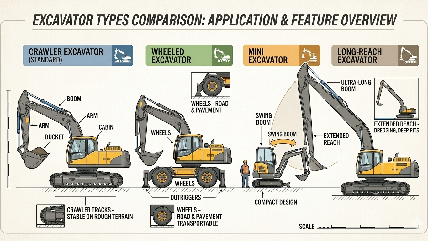 comparaison des types d’excavatrices