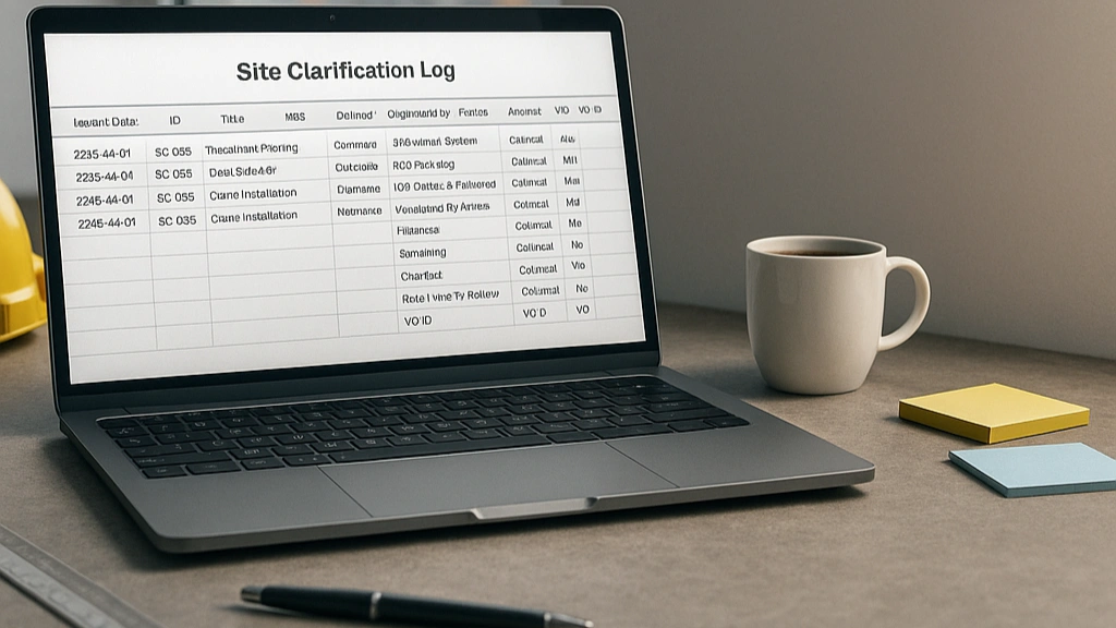 Registre de clarification de chantier (RFI Log) — Modèle Excel gratuit