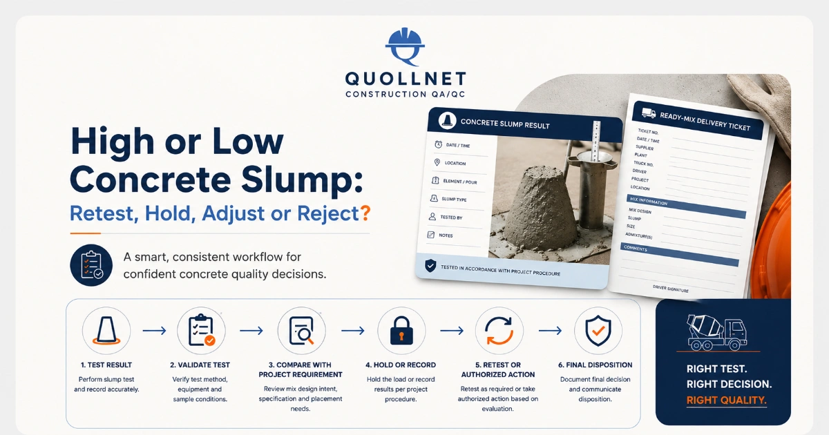 High or Low Concrete Slump: Retest, Hold, Adjust or Reject?