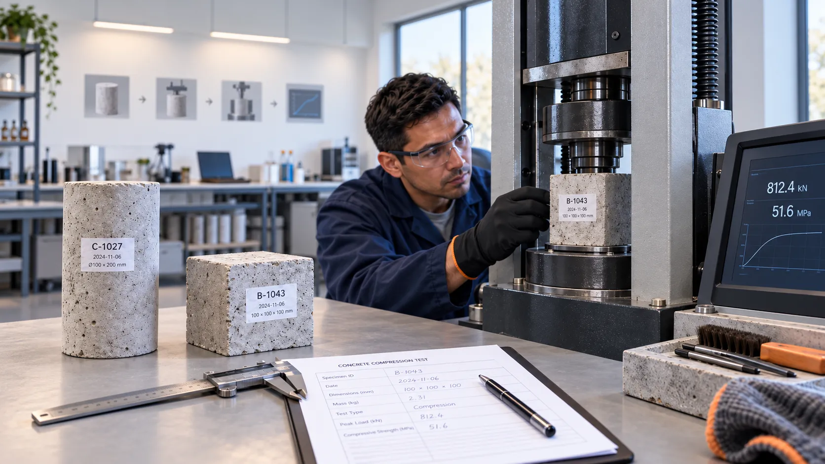 How to Perform a Concrete Compressive Strength Test: Cubes & Cylinders