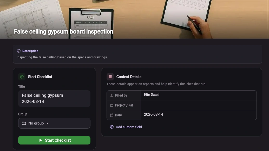 qchecklist checklist run start screen by quollnet