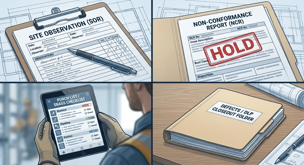 Observation Vs Ncr Vs Snag Vs Defect In Construction: When To Use Each Record