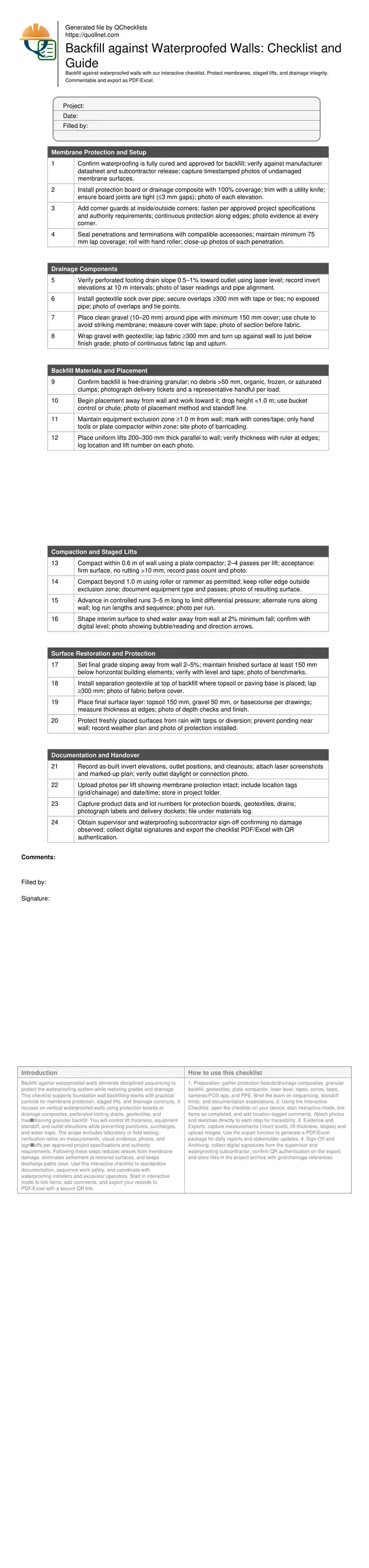 Backfill against Waterproofed Walls: Checklist and Guide