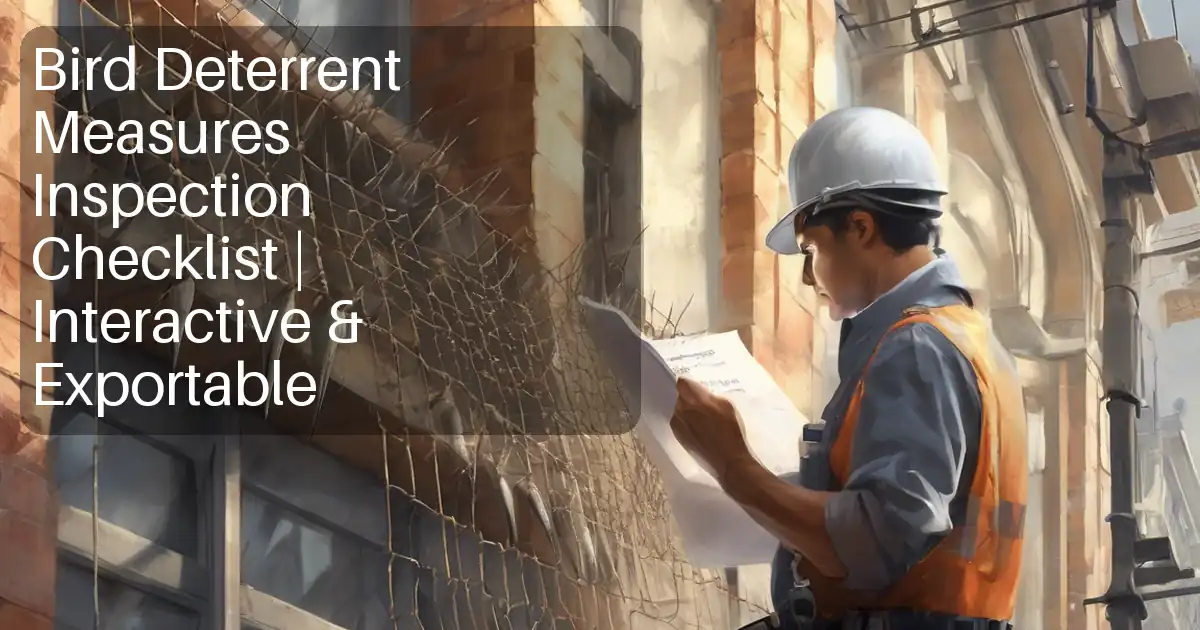 Bird Deterrent Measures Inspection Checklist | Interactive & Exportable image