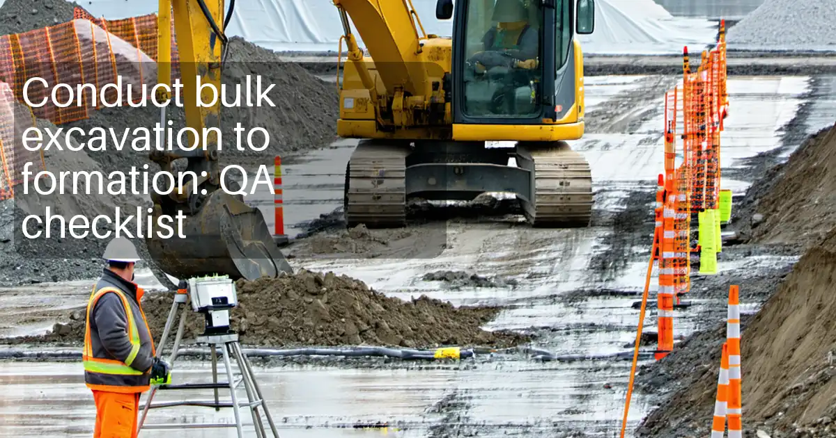 Conduct bulk excavation to formation: QA checklist image
