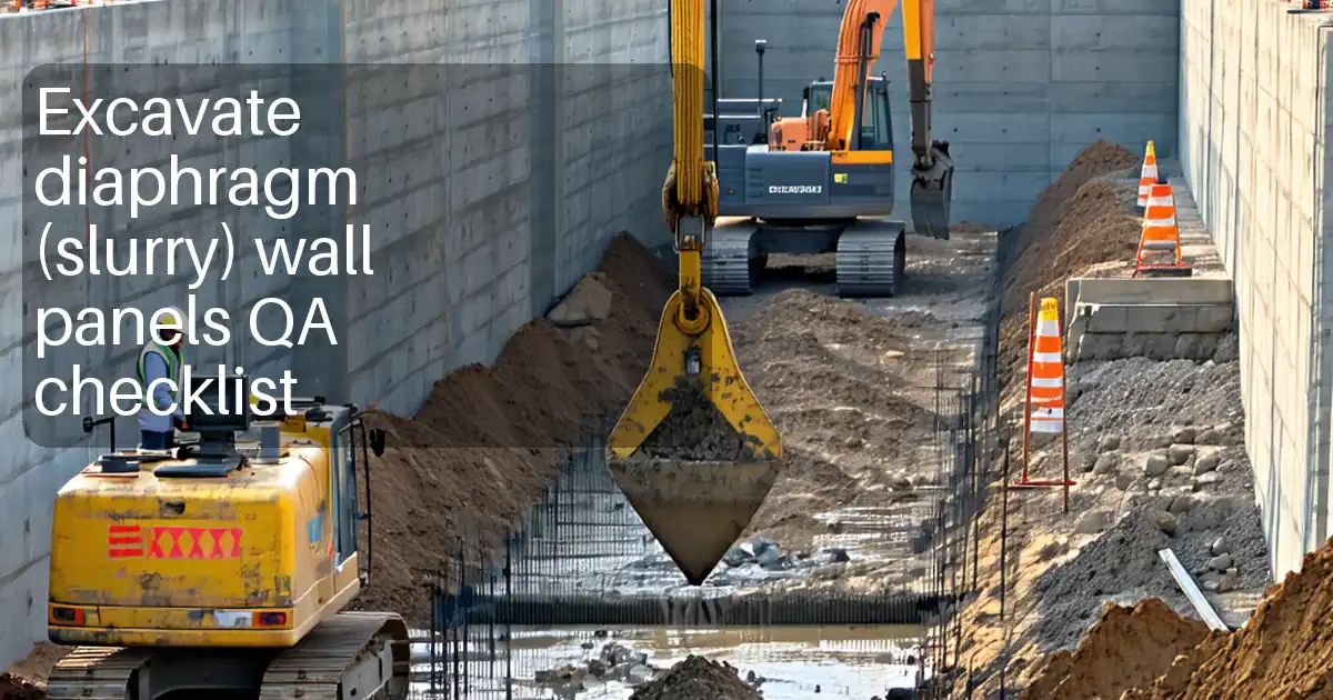 Excavate diaphragm (slurry) wall panels QA checklist image
