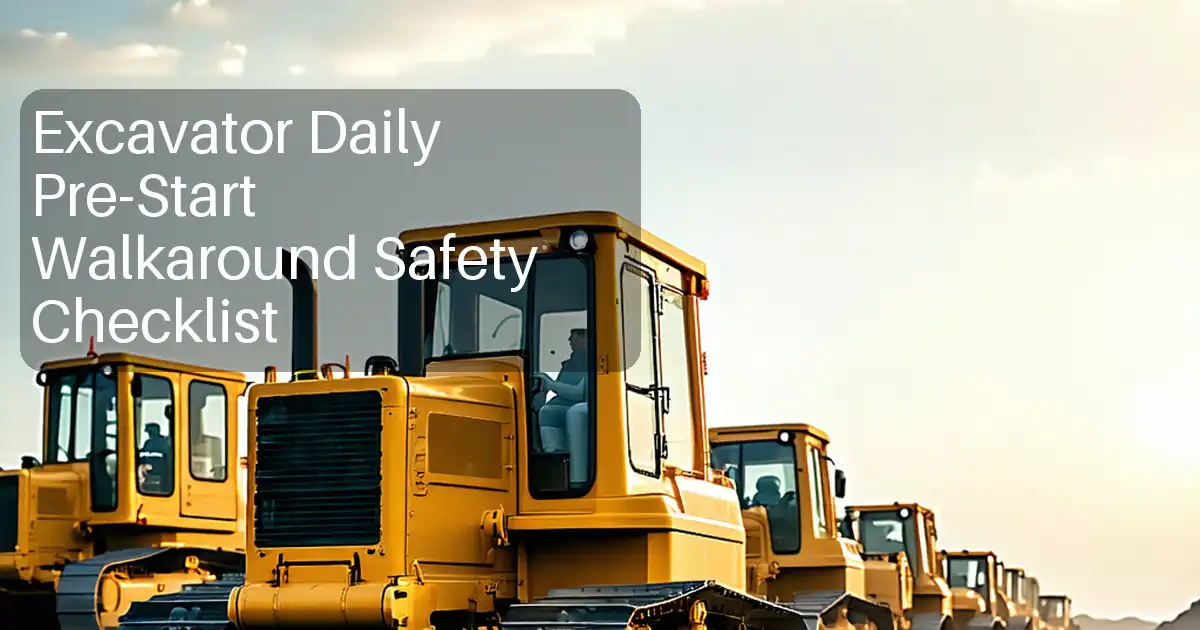 Excavator Daily Pre-Start Walkaround Safety Checklist image