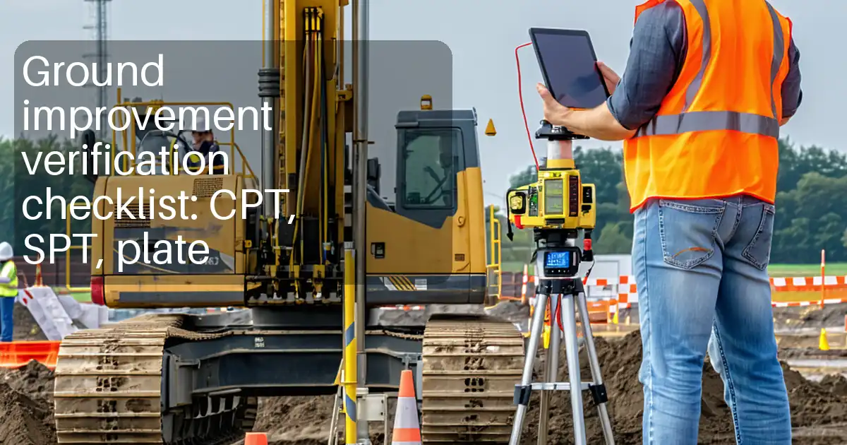 Ground improvement verification checklist: CPT, SPT, plate image