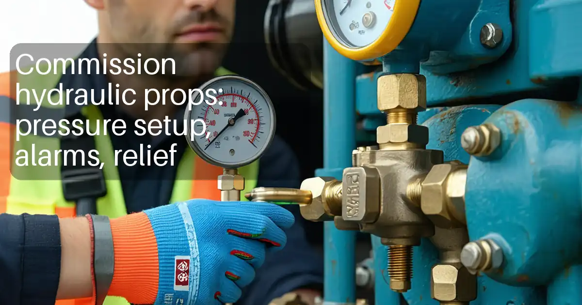 Commission hydraulic props: pressure setup, alarms, relief image