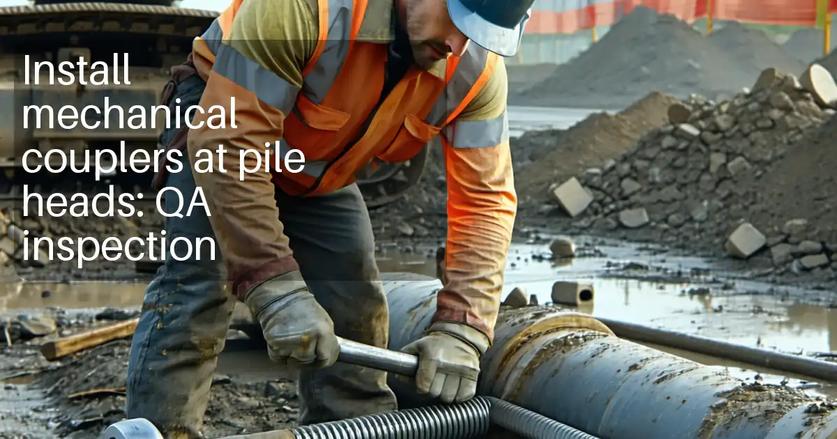 Install mechanical couplers at pile heads: QA inspection image