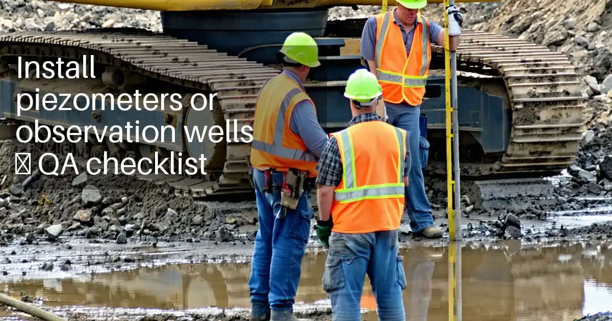 Install piezometers or observation wells – QA checklist image