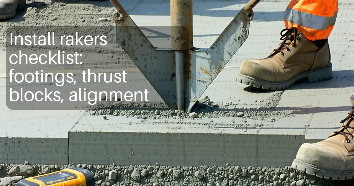 Install rakers checklist: footings, thrust blocks, alignment image