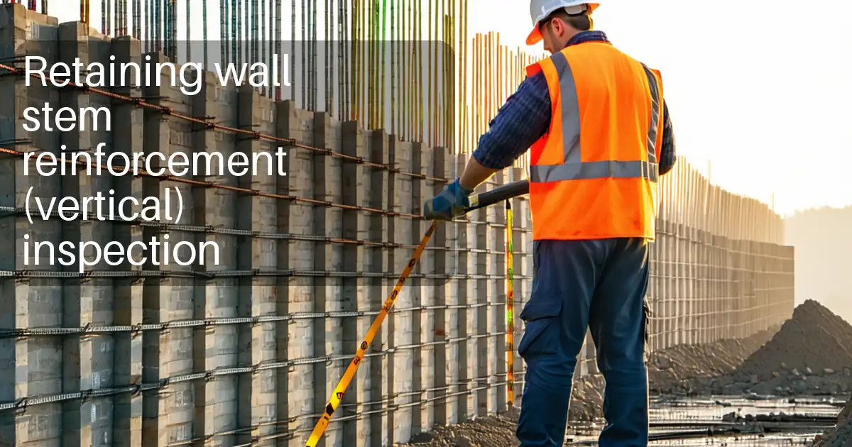Retaining wall stem reinforcement (vertical) inspection image