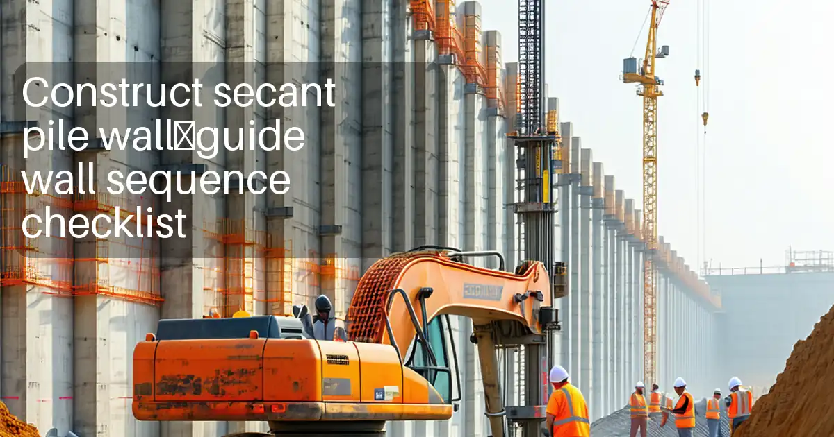 Construct secant pile wall—guide wall sequence checklist image