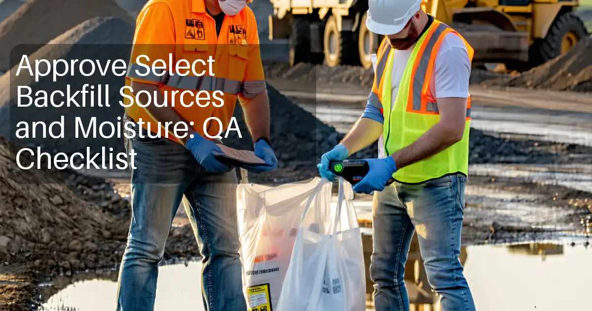 Approve Select Backfill Sources and Moisture: QA Checklist image