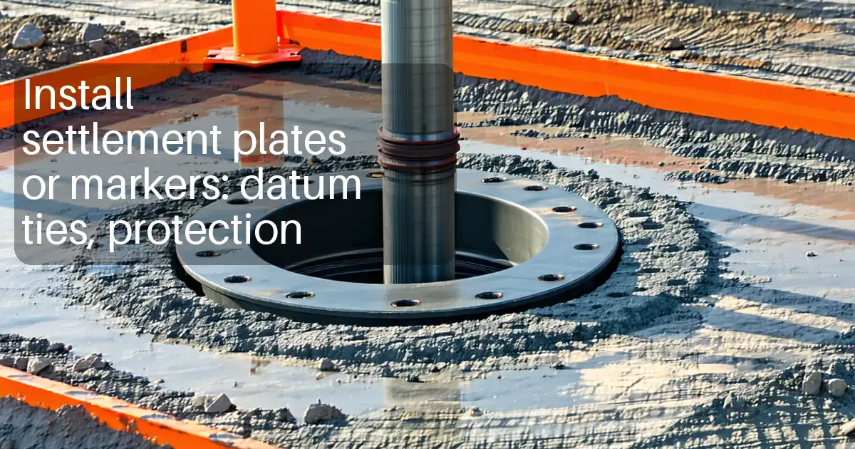 Install settlement plates or markers: datum ties, protection image