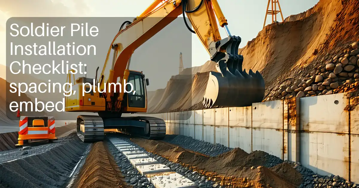Soldier Pile Installation Checklist: spacing, plumb, embed image