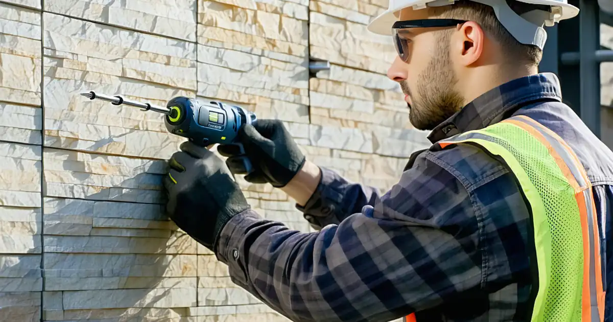 Inspect stone cladding kerf, dowel, undercut anchors image