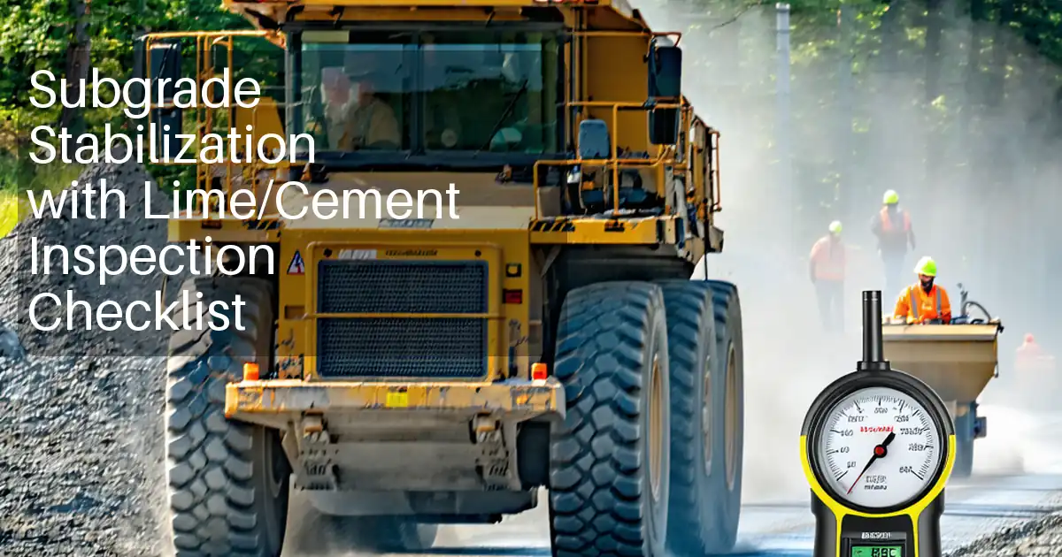 Subgrade Stabilization with Lime/Cement Inspection Checklist image