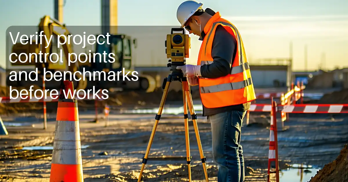 Verify project control points and benchmarks before works image