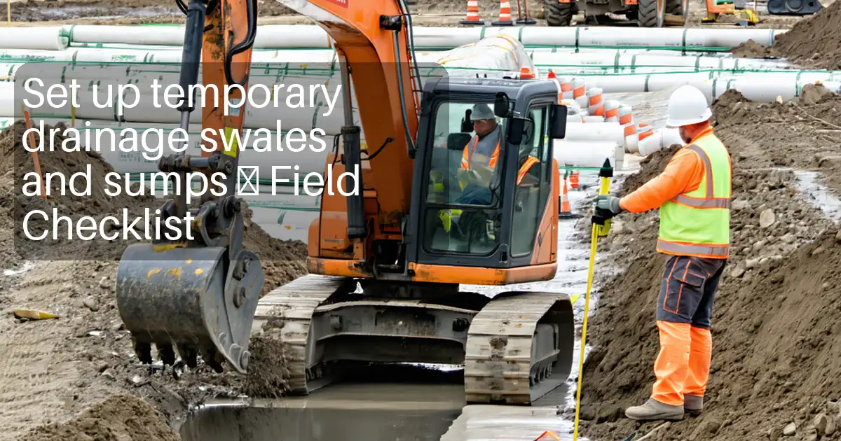 Set up temporary drainage swales and sumps – Field Checklist image
