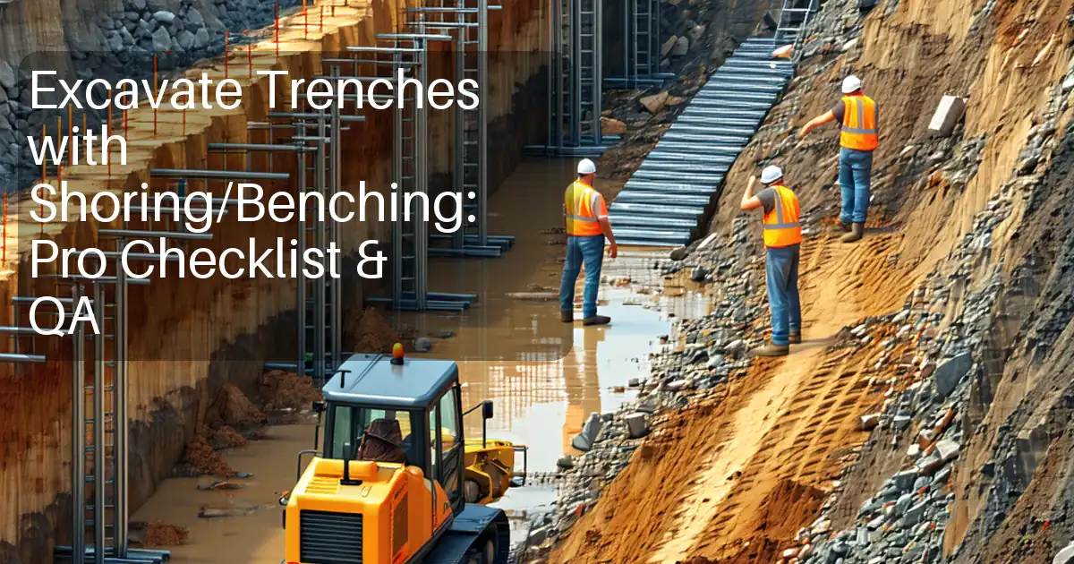 Excavate Trenches with Shoring/Benching: Pro Checklist & QA image