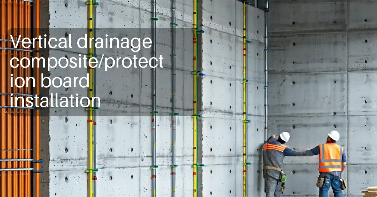 Vertical drainage composite/protection board installation image