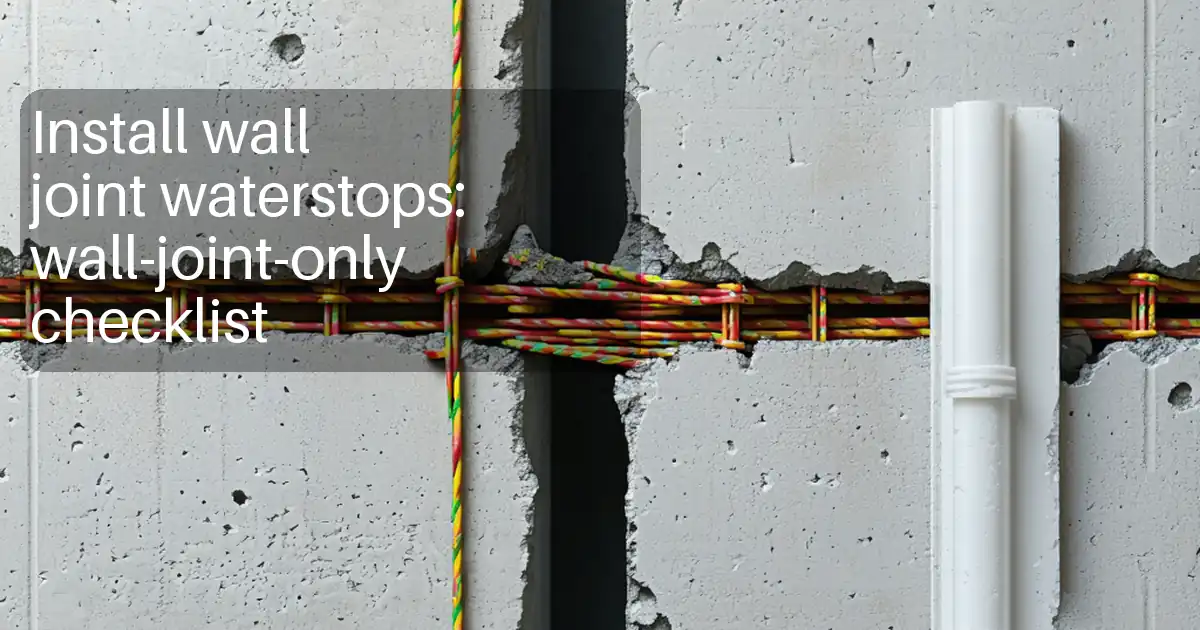 Install wall joint waterstops: wall-joint-only checklist image