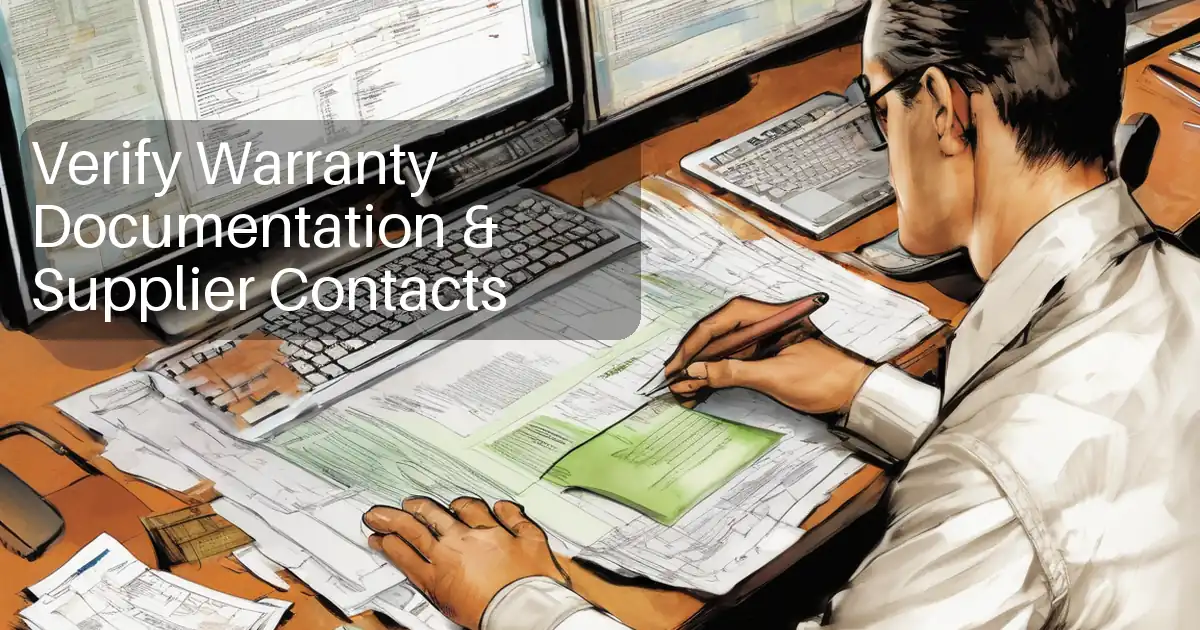 Verify Warranty Documentation & Supplier Contacts image