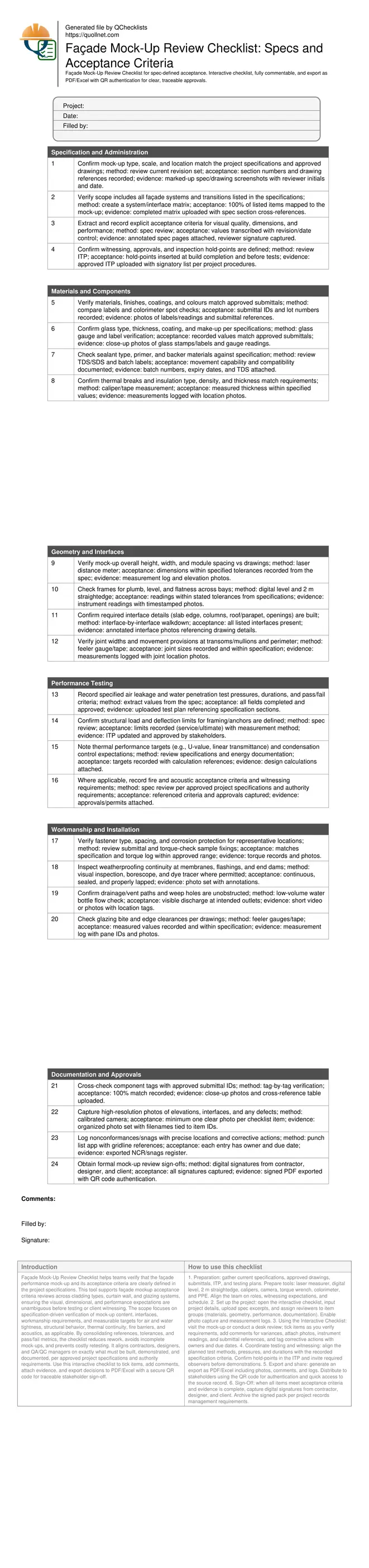 Façade Mock-Up Review Checklist: Specs and Acceptance Criteria
