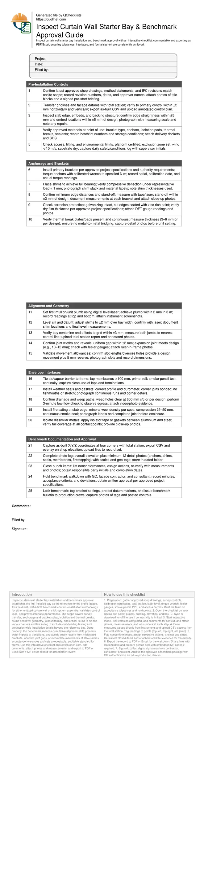 Inspect Curtain Wall Starter Bay & Benchmark Approval Guide