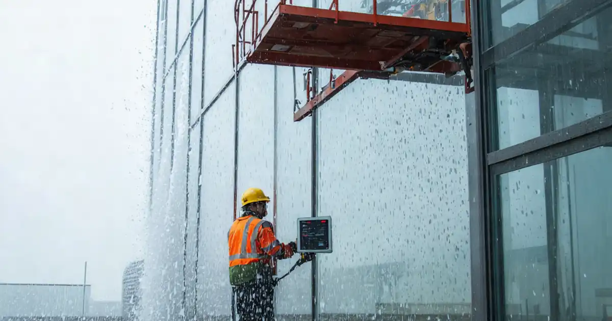 Inspect façade field water testing and defect recording image