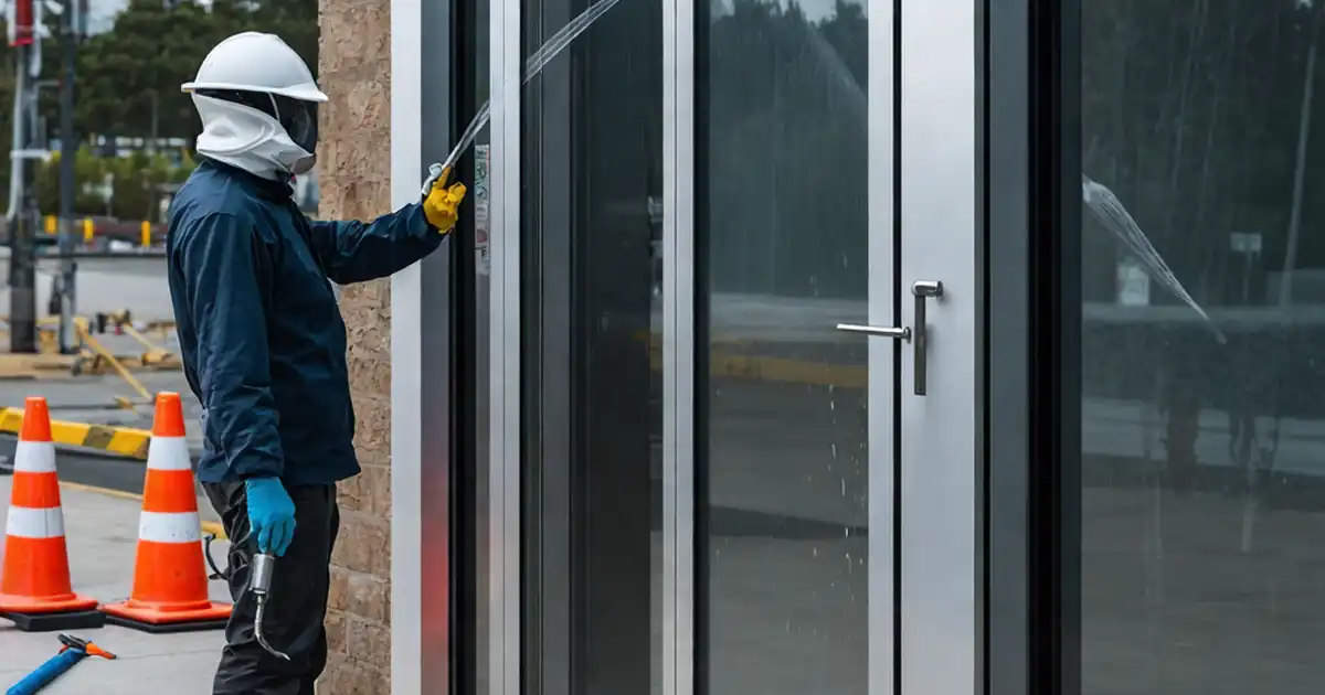 Inspect façade interface with curtain wall access doors image