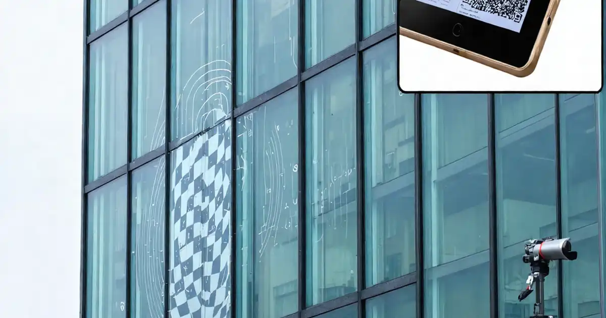 Inspect façade optical alignment & reflected distortion QC image
