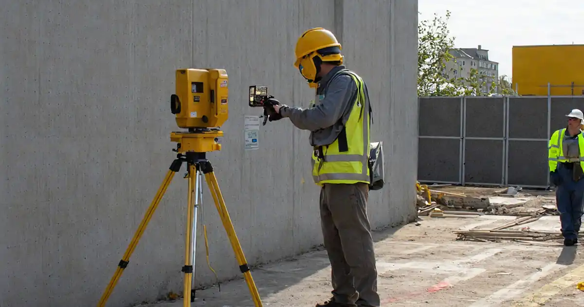 Inspect façade setting-out lines & benchmarks | Pre-install image
