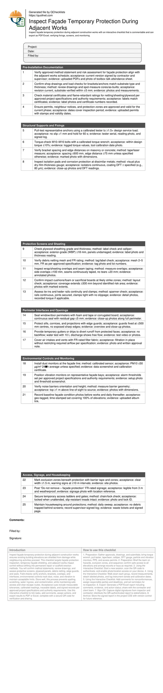 Inspect Façade Temporary Protection During Adjacent Works