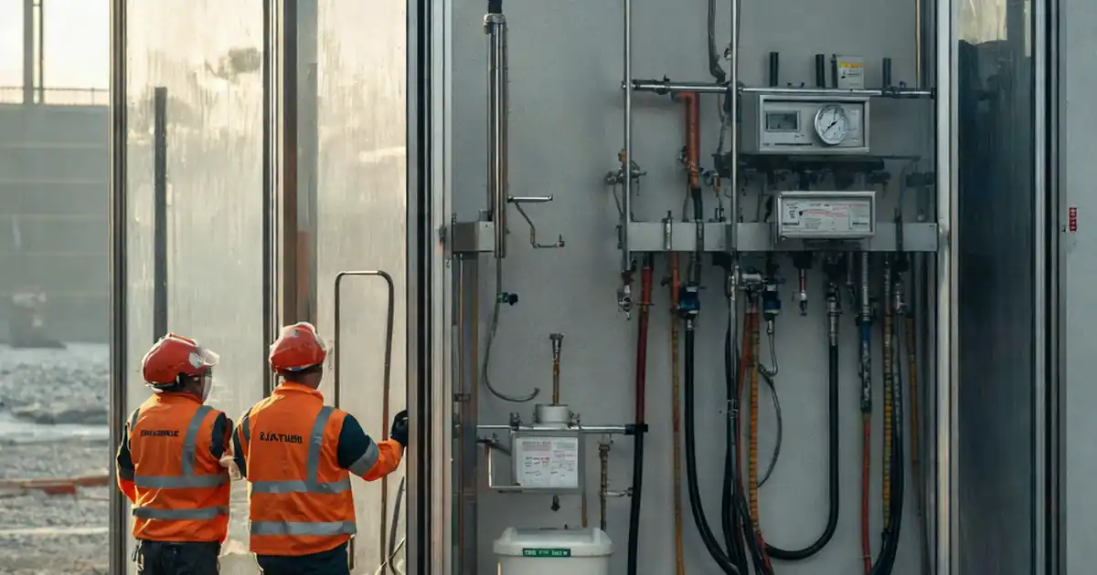 Test Fixture Rack Inspect façade water-tightness test setup before testing