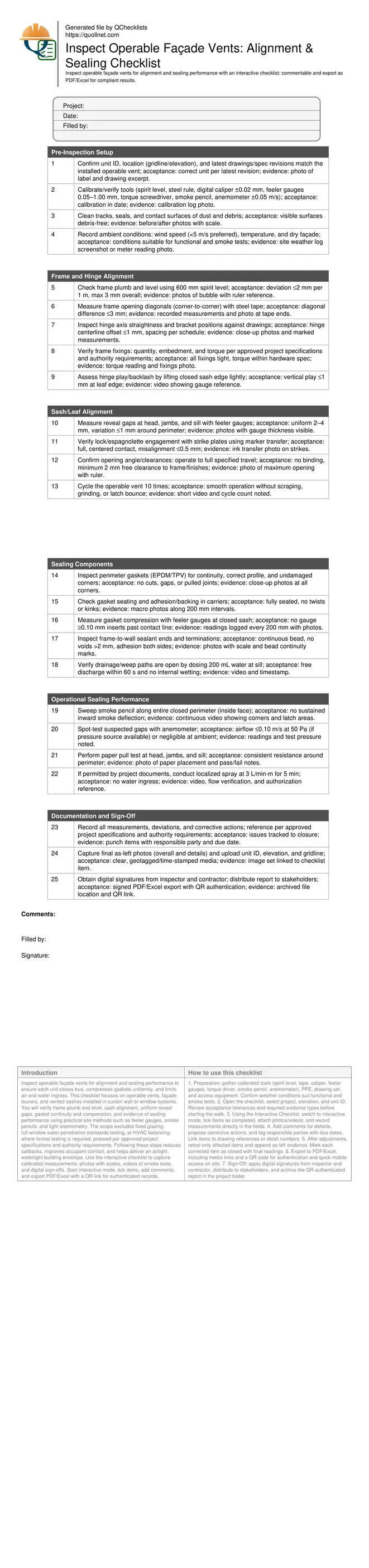 Inspect Operable Façade Vents: Alignment & Sealing Checklist