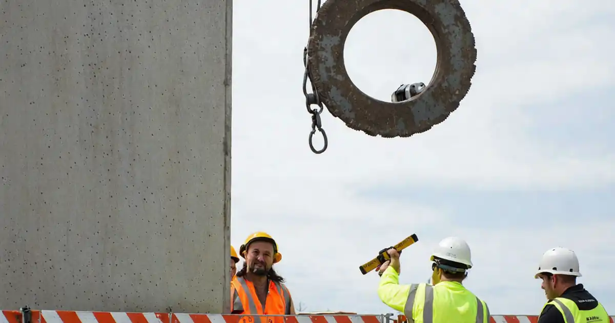 Inspect precast façade panel lifting anchors & rigging