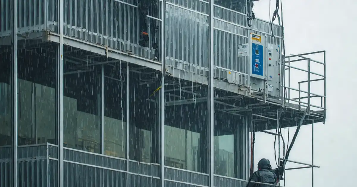 Review dynamic façade fail-safe positions: wind, rain image