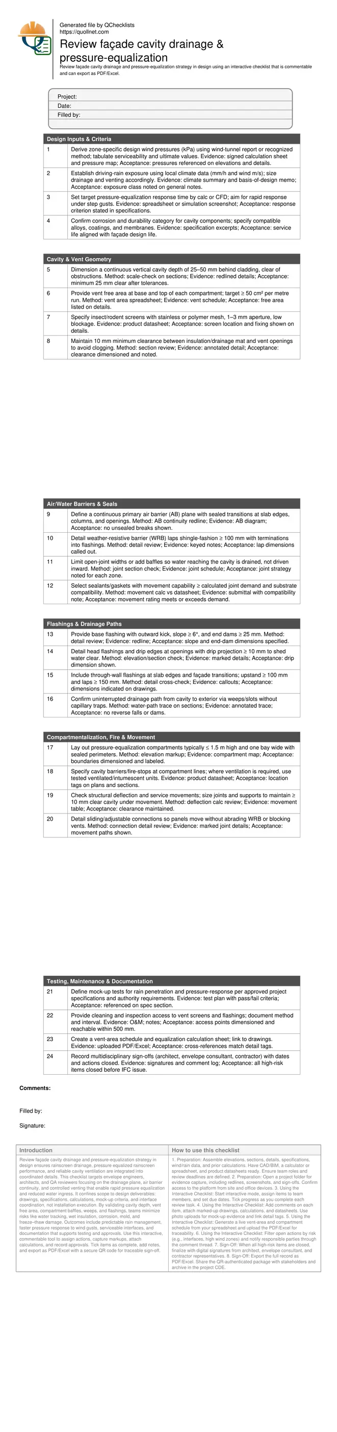 Review façade cavity drainage & pressure-equalization
