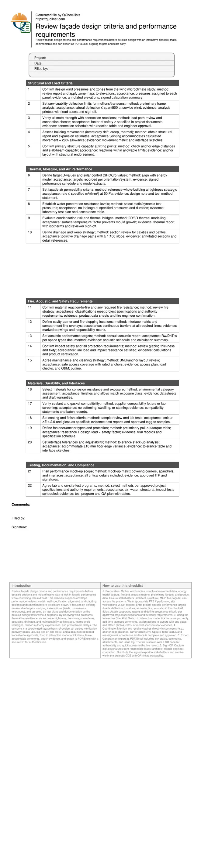 Review façade design criteria and performance requirements