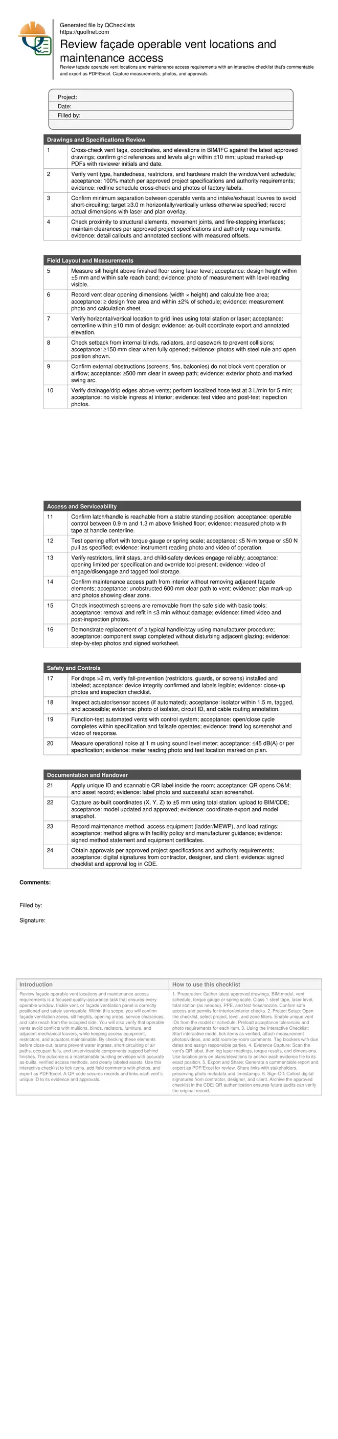 Review façade operable vent locations and maintenance access